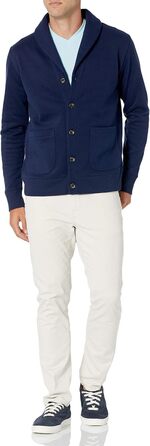 Чоловіча в'язана жилетка Amazon Essentias з флісу з капюшоном та коміром-шарфом (S, Морська синя)