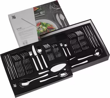 WMF Premiere Cutlery Set, 12 Place Settings, 66 Pieces, 60 Pieces with Serving Utensils, Hollow-Ground Knives, Cromargan protect polished, scratch-resistant, dishwasher-safe, 66-piece Single
