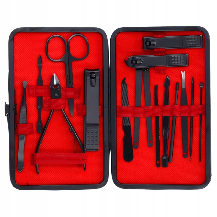 Набір для манікюру 16 предметів з футляром: кусачки, ножиці, пилки та аксесуари