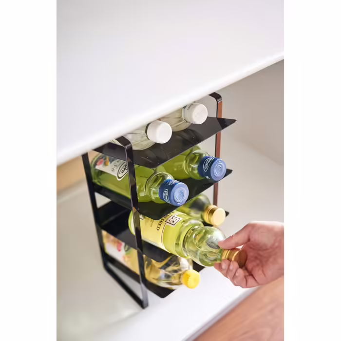 Yamazaki 4304 Tower Bottle Rack, White, Steel, Minimalist, 20 x 20.5 x 40 cm (Black)