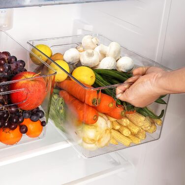 Kurtzy 2-Pack Refrigerator Organizer for Kitchen & Cabinets - Overall Length 26 cm - Clear Plastic Kitchen Organizer - Refrigerator Boxes for Bathroom, Pantry, Freezer, Kitchen Cabinet Organizer