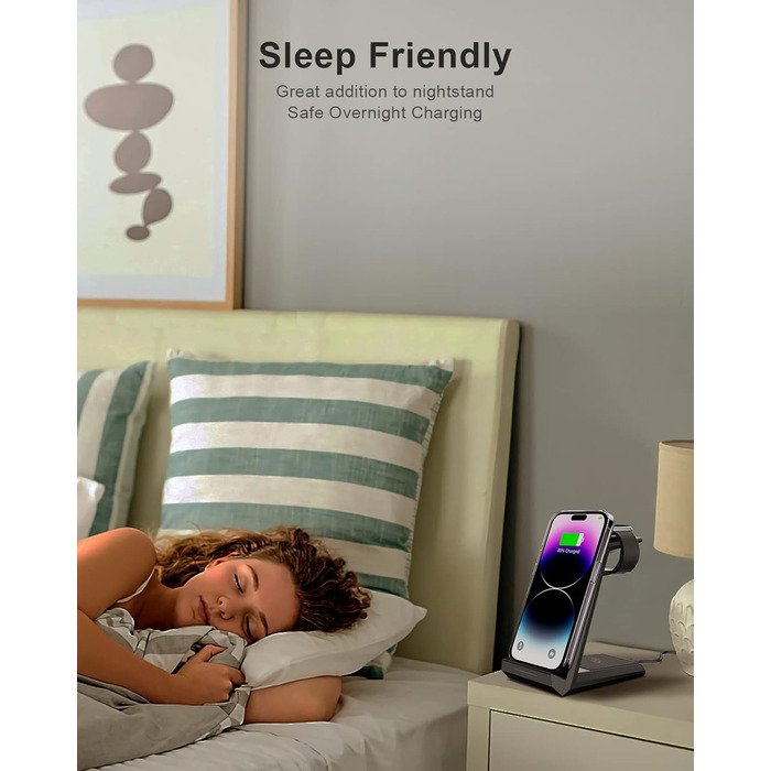 Бездротова зарядка 3-в-1 для Apple Watch, iPhone та AirPods Pro (білий/чорний)