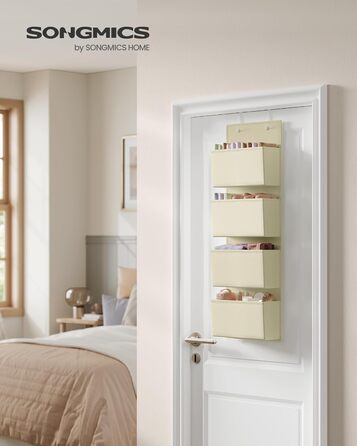 Організатор для шафи SONGMICS з 4 кишенями, настінний, для зберігання, на двері, спальня, вітальня, 2 x 33,5 x 00 см, RDH04G (1, Бежевий)