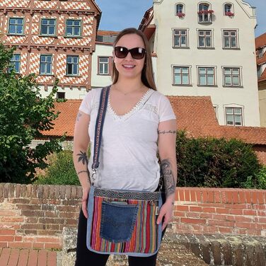 Sunsa Women's Bags Crossbody Bag Handbag Canvas & Jeans. Large Boho Crossbody Bag/Handbag Shoulder Bag, Gift Ideas for Women/Girls Sustainable Products (Colorful/Pink)
