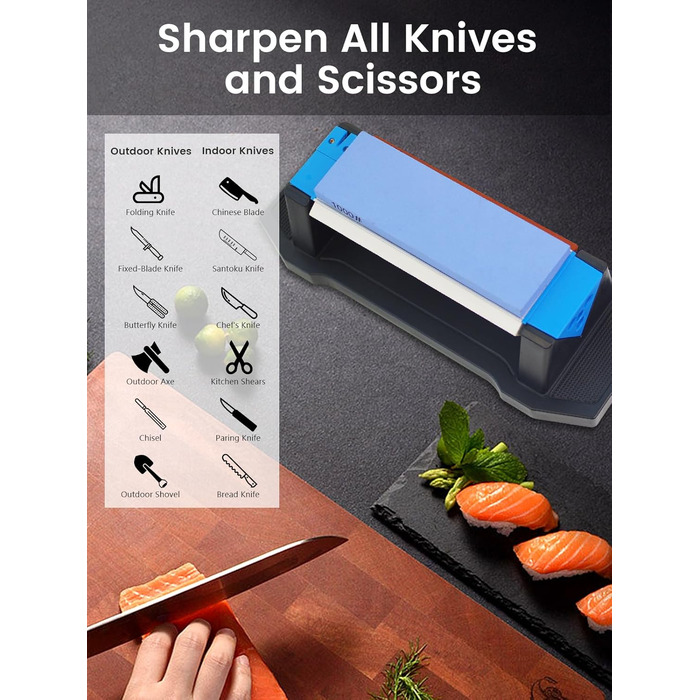 Набір точильних каменів Schleifstein 3-в-1: 400/1000/5000 грит, з підставкою, кутовою направляючою та шкіряним ремінцем для заточування ножів