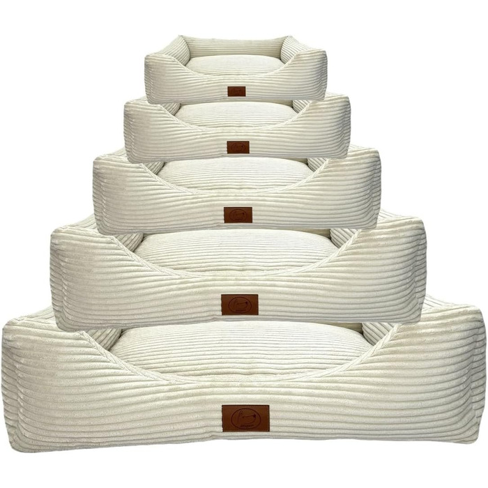 Ортопедичне ліжко для собак Elropet з м'якого корду, кошик для собак (Оливковий, Кремово-білий), XS/S/M/L/XL, XXL (145x110x30cm)