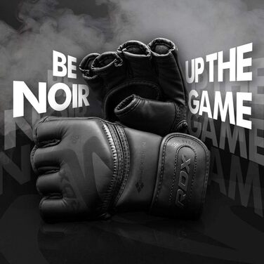 Боксерські рукавички RDX MMA чорні, професійні, шкіра Maya Hide, для тренувань, греплінгу, спарингу, кікбоксингу, муай-тай, боксу, чоловічі