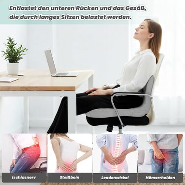 Ортопедична подушка для сидіння Urban Deco з підлокітником, ергономічна спинка з піною з пам'яті, подушка для офісного крісла, автокрісла, інвалідного візка, чорно-сіра, 1 шт. (Сіра)