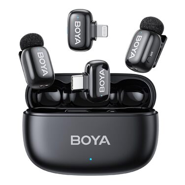 BOYA MINI 2 - Портативний мікрофон з USB-C, 48kHz/24Bit, 100м, 30год, для iPhone, Android, Vlogging, YouTube, інтерв'ю (2TX+2RX, Type-C&Lightning)
