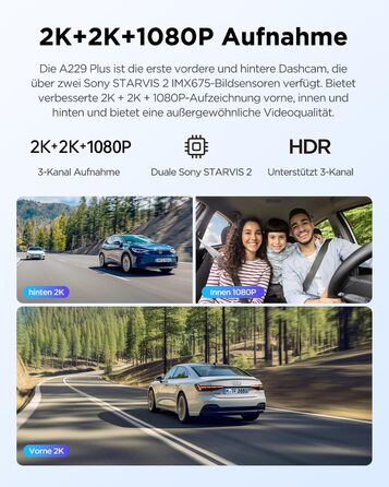 Відеореєстратор VIOFO A229 Plus 2K+2K+1080P, 3 камери, STARVIS, HDR, GPS, Wi-Fi 5GHz, нічна зйомка 2.0, голосове управління