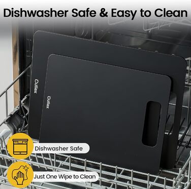 Набір дерев'яних обрізних дощок 2 шт. з бамбука, стійкі до миття в посудомийній машині, високої щільності, нетоксичні, BPA-free, з антиковзними ніжками, безпечні для ножів – ідеально для кухні та як подарунок, чорного кольору