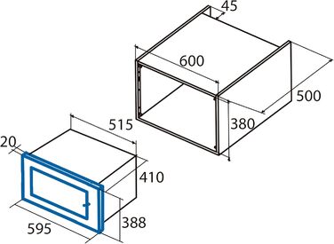 Вбудована мікрохвильова піч CATA MC 25 GTC BK Inox, 25л, 8 автоматичних меню, гриль 1000W, ширина 60 см