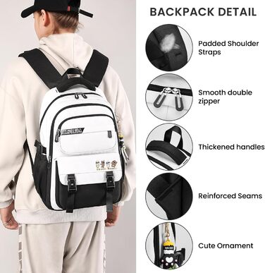 Шкільний рюкзак IvyH для дівчаток та хлопчиків, 15.6