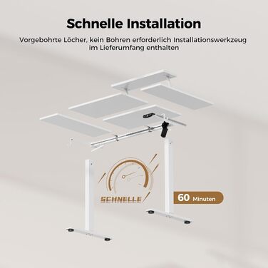 Електричний регульований стіл Agilestic з підсвічуванням, USB-портом та мобільним кріпленням для монітора, 140 x 80 см (Білий)