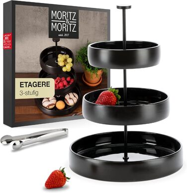 Підставка для фруктів Moritz & Moritz - 3 яруси, з щипцями, з кераміки - Сучасна декор для кухні та вечірок - Ідеальна для зберігання фруктів, мафінів та капкейків