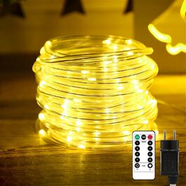 Ланцюжок прикрас LED 144 шт. для зовнішнього та внутрішнього використання, тепле біле світло, з пультом, таймером, 8 режимів, вологостійкий, для саду, будинку, балкона, ялинки