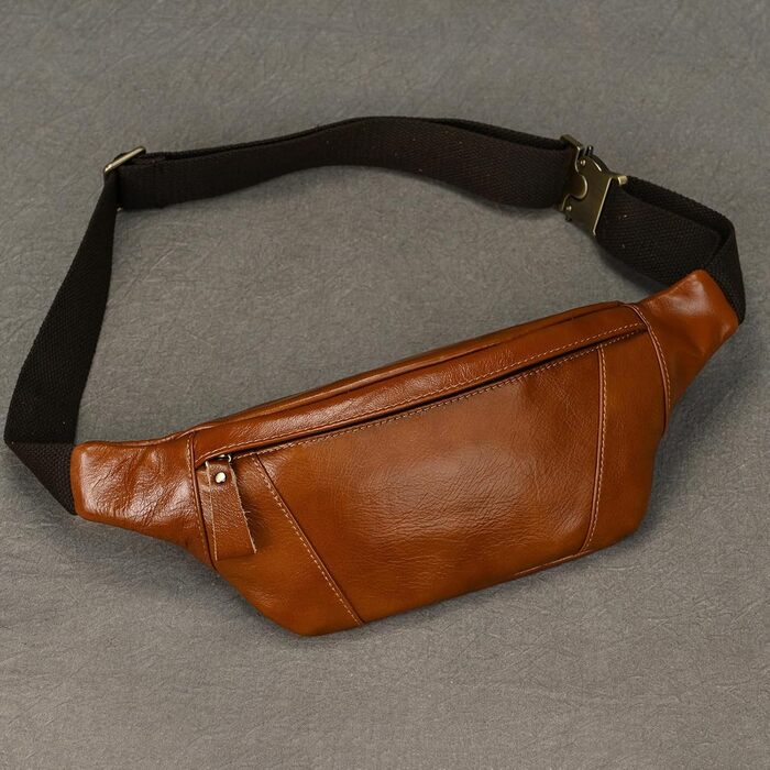 Чоловіча поясна сумка LUUFAN з натуральної шкіри, світло-коричнева (1034)