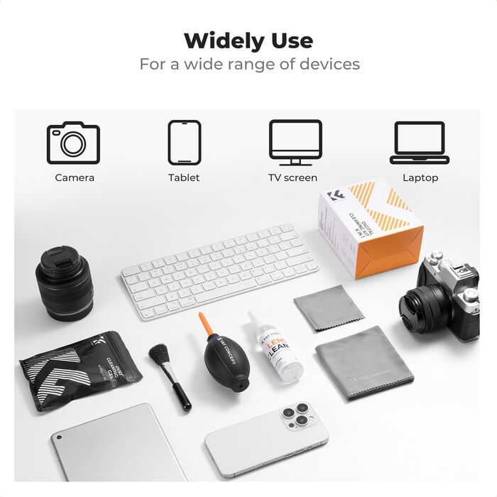 Набір для чищення ноутбука та екрану K&F CONCEPT 6 в 1: гель, спрей, серветка, стік, повітряний дюйма. Сумісний з ПК та телевізором