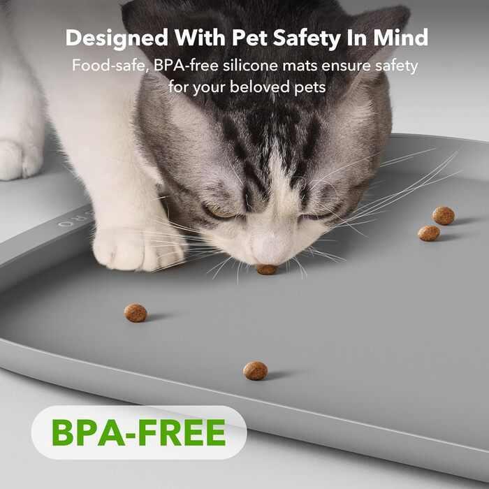Підкладка під миску для собак та котів PETLIBRO Silikon, сіра, 45 x 30 см, нековзна, водонепроникна, для миття в посудомийній машині