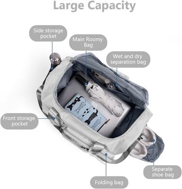 Спортивна сумка Flintronic 35L: водонепроникна дорожня сумка-валіза для подорожей, вихідних та спорту (з біркою) - синій (#5 сірий)