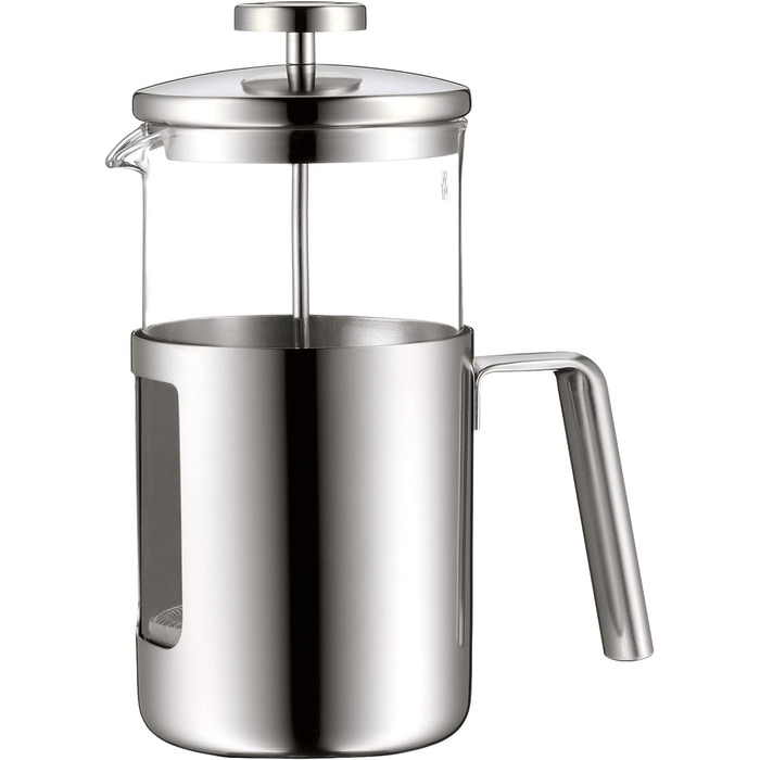 WMF Kult Coffee Press 1l, French Press, Coffee Maker for 6 Cups, Glass, Brushed Cromargan Stainless Steel, Dishwasher Safe