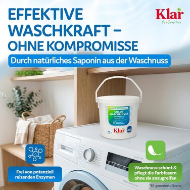 Пральний порошок Klar EcoSensitive Color SENSITIV для кольорових речей, гіпоалергенний, без ароматизаторів, 4.75 кг