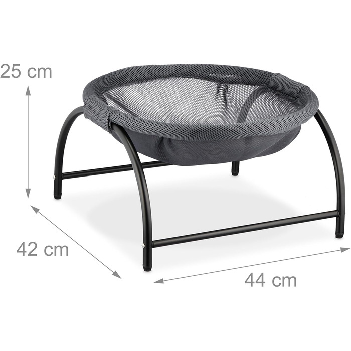 Крісло-гамак для кота Relaxdays, стояче, підняте, 25 x 44 x 42 см, темно-сірий/чорний