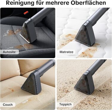 Lubluelu Пылесос для чищення мягкой мебели и ковров, 600 Вт - 18 кПа, портативный, с самоочисткой и длинным шлангом для ковров, диванов и салона автомобиля, серый