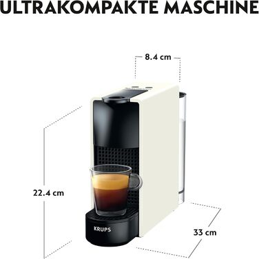 Кавомашина Nespresso Krups XN1101 Essenza Mini, біла, 1260W, 0.7л, клас енергоефективності A (без спінювача молока)