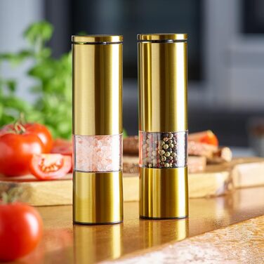 Набір для мелення перцю та солі Echtwerk (2 шт.), з нержавіючої сталі, ABS-керамічний механізм, ручний, для перцю, солі та чилі, Gold Edition