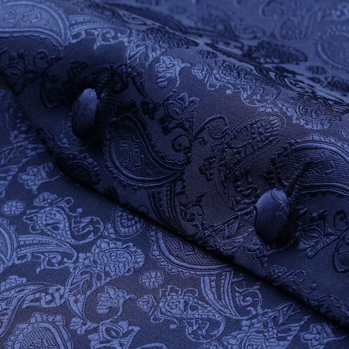 Костюмний жилет для чоловіків Enlision: Жилет та краватка з павальовим принтом, нагрудна хустинка, флоковий жакард, набір для весілля/вечірки, темно-синій, розмір M