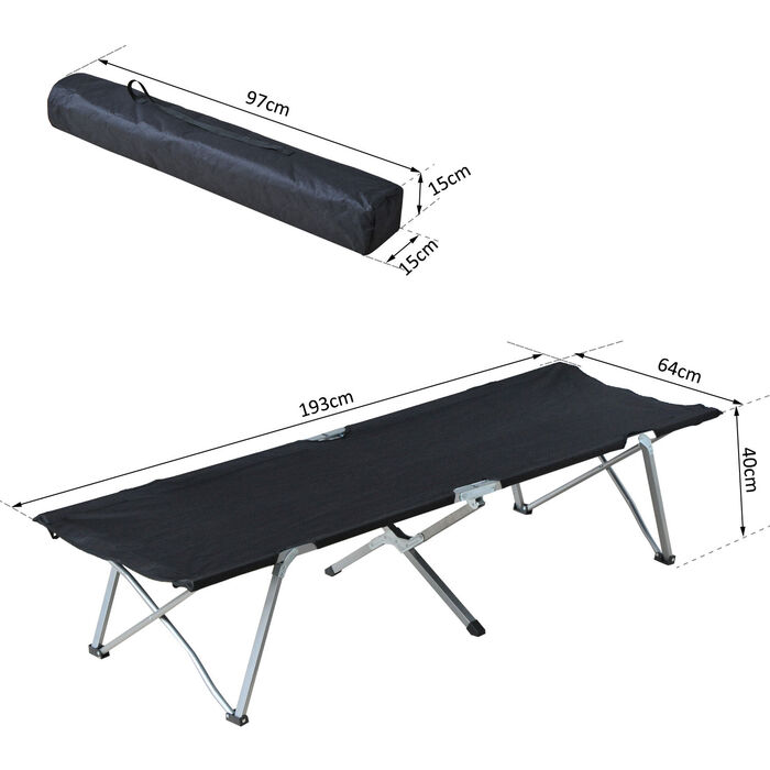 Outsunny Folding Camp Bed with Bag Black | Aosom