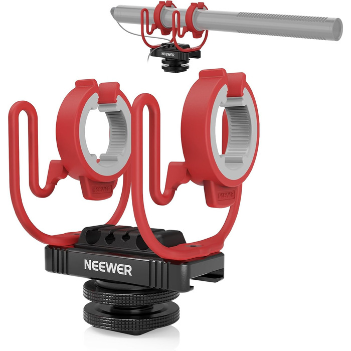 Кріплення мікрофону NEEWER Shock Mount з холодним башмаком та 1/4” різьбою, сумісний з Rode NTG, Sennheiser MKE600, Audio Technica AT875R, MH1