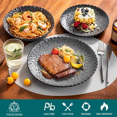 Комплект посуду Vancasso Chrys: 12 предметів з кераміки для 4-12 осіб (тарілки для супу, десерту, обідні)