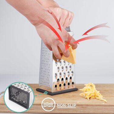 Тёрка для овощей из нержавеющей стали с деревянной ручкой, 4-сторонняя квадратная тёрка для кухни