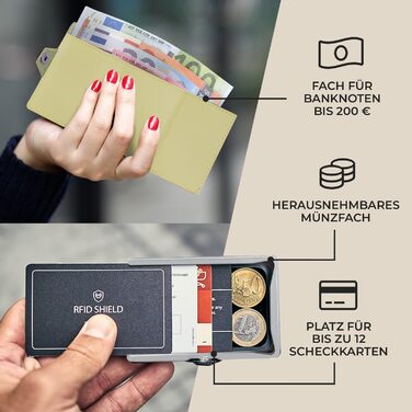 Чоловічий шкіряний гаманець Slimpuro з RFID захистом, компактний з відділом для монет, для чоловіків та жінок, вміщує 12 карт.