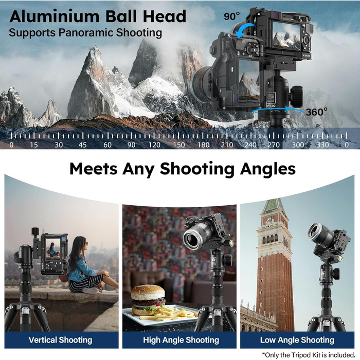 Штатив і монопод SIRUI APT-02 2-в-1 з кульковою головкою 360° | Висота 200 см, вантажопідйомність 10 кг | Для DSLR, смартфонів та екшн-камер | З тримачем для телефону та сумкою