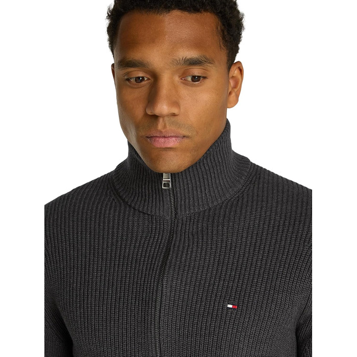 Кардиган Tommy Hilfiger чоловічий з блискавкою, бавовна, білий (слонова кістка), сірий (темно-сірий heather), розмір L