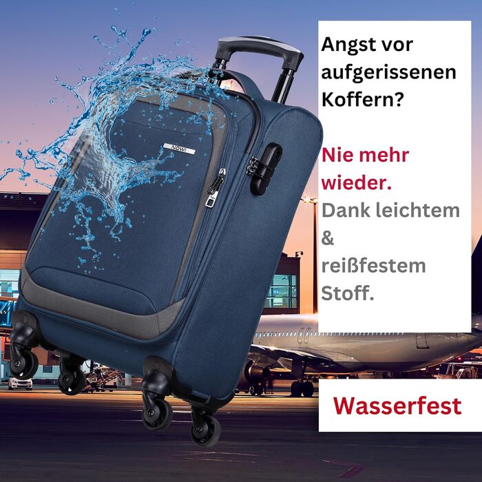 Чемодан NOWI Korfu Weichschaen Troey - середній м'який, 50 літрів, 4 колеса та відділення для взуття | Чемодан для подорожей для жінок та чоловіків (NOWI, синій)