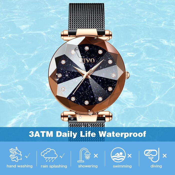 Жіночий годинник CIVO V-4 чорного кольору: водостійкий, мінімалістичний, кварцовий, елегантний, для повсякденного носіння