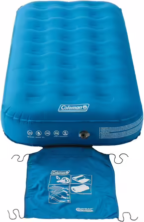 Coleman Air Bed Extra Durable Single/Double Bed, Camping Bed, Flocked Single/Double Air Bed, Inflatable Air Mattress, Stable and Durable Comfort Bed for Indoor and Outdoor Use Single