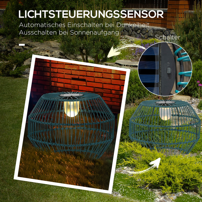 Outsunny Solar Path Light Garden Lamp Waterproof Path Light with Light Sensor Automatic LED Drum Design for Balcony & Terrace, Green
