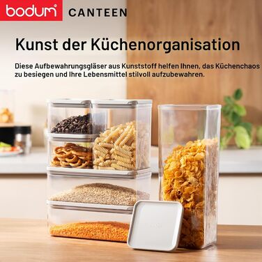 Набір контейнерів для зберігання Bodum CANTEEN 12 шт. прозорі, білі - BPA-free, для мийки в посудомийній машині, штабельовані