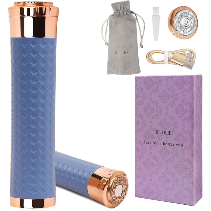 Електричний пристрій для видалення волосся для жінок, бездротовий епілятор, безболісний депілятор для губ, рук, обличчя, пушок (блакитний)