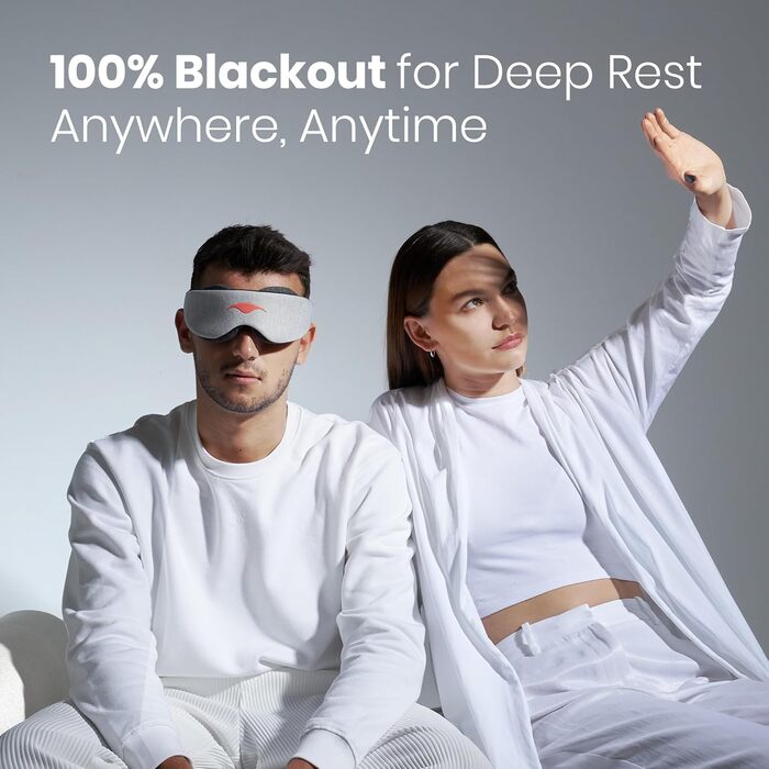 Маска для сну Manta Sleep – максимальна затемненість, регульовані подушечки, комфортна для тих, хто спить на боці, сіра, 1 шт.
