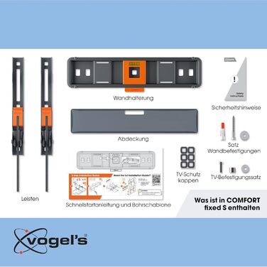 Кріплення для телевізора Vogel's Comfort TVM 3405 - настінна кріплення для телевізорів 32-77 дюймів, до 50 кг, VESA 400x400, ультратонке (2.2 см)