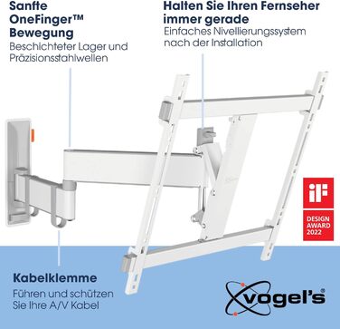 Кріплення для телевізора Vogel's Comfort TVM 3445, поворотне, для телевізорів 32-65 дюймів, до 25 кг, кут повороту 180°, VESA 400x400, білий