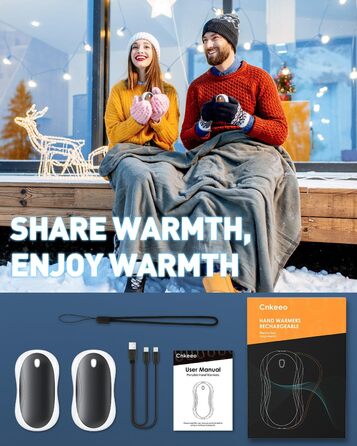 Електричні грілки для рук Cnkeeo 2 шт. з роздільним магнітним з'єднанням, Powerbank USB, 3 режими нагріву, для активного відпочинку, риболовлі, полювання, чорно-білі