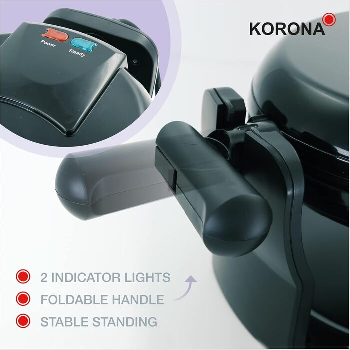 Вафельниця Korona Party з діаметром 18 см, 1000 Вт, автоматичне регулювання температури, червона (41004)