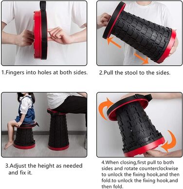 Складаний стілець JUVEL Upgraded - портативний, телескопічний, до 180 кг, регульована висота 6.5-45 см, легкий, для дому та відпочинку на природі (Блакитний)